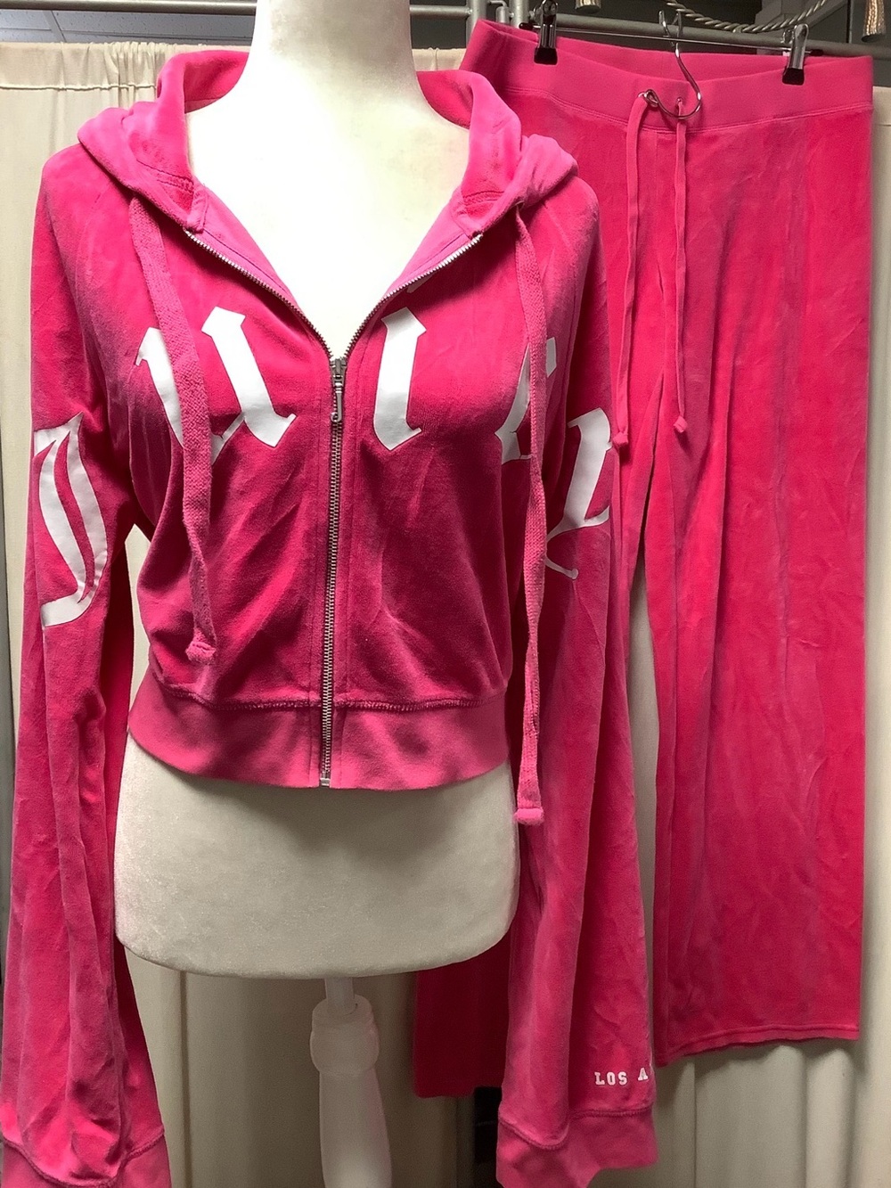 Juicy Couture Velour Oversized Zip Crop Hoodie & Lounge Pants 36x 32